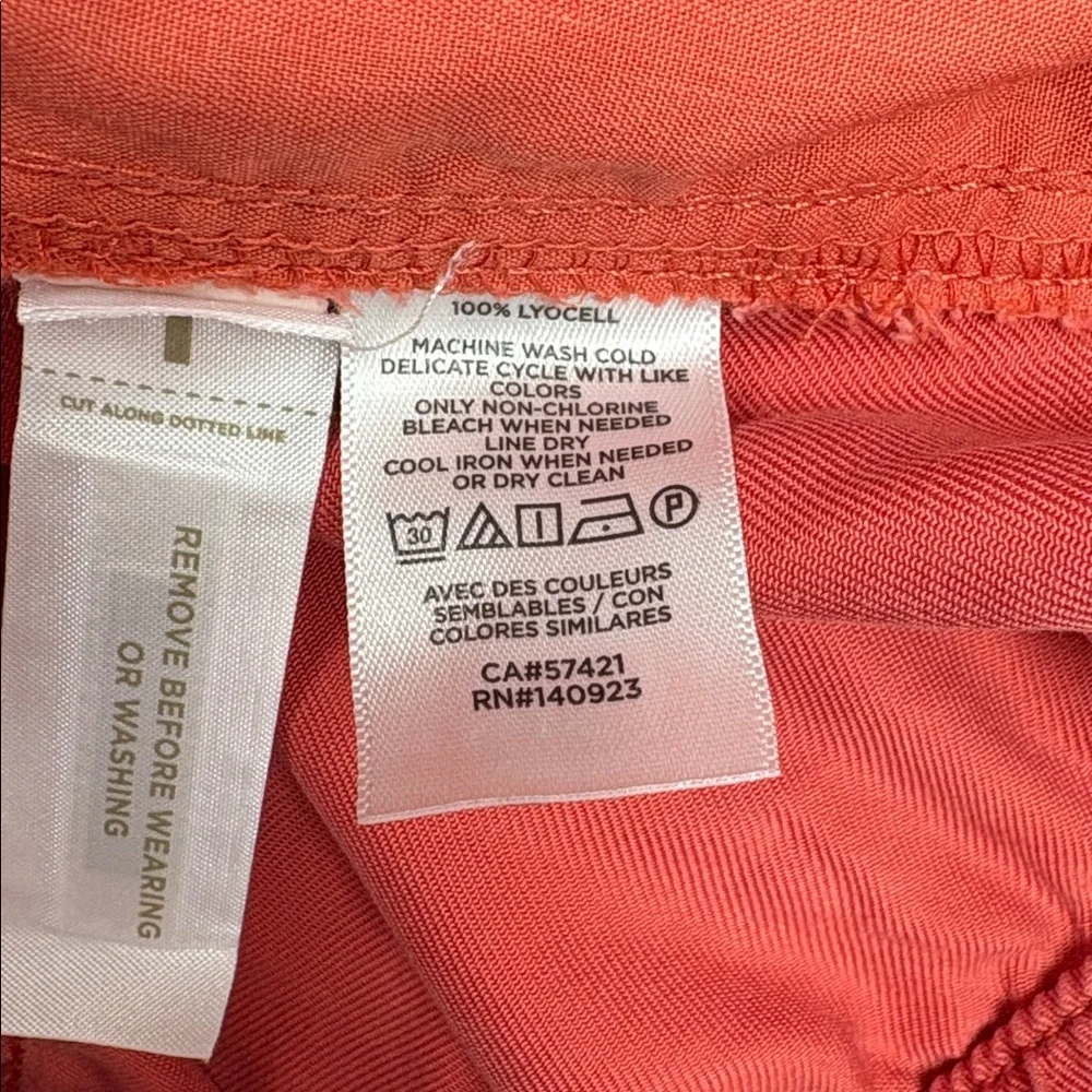 Ann Taylor LOFT High Rise Paperbag Tapered Pant Minimalist Coral Red Medium - Picture 8 of 8